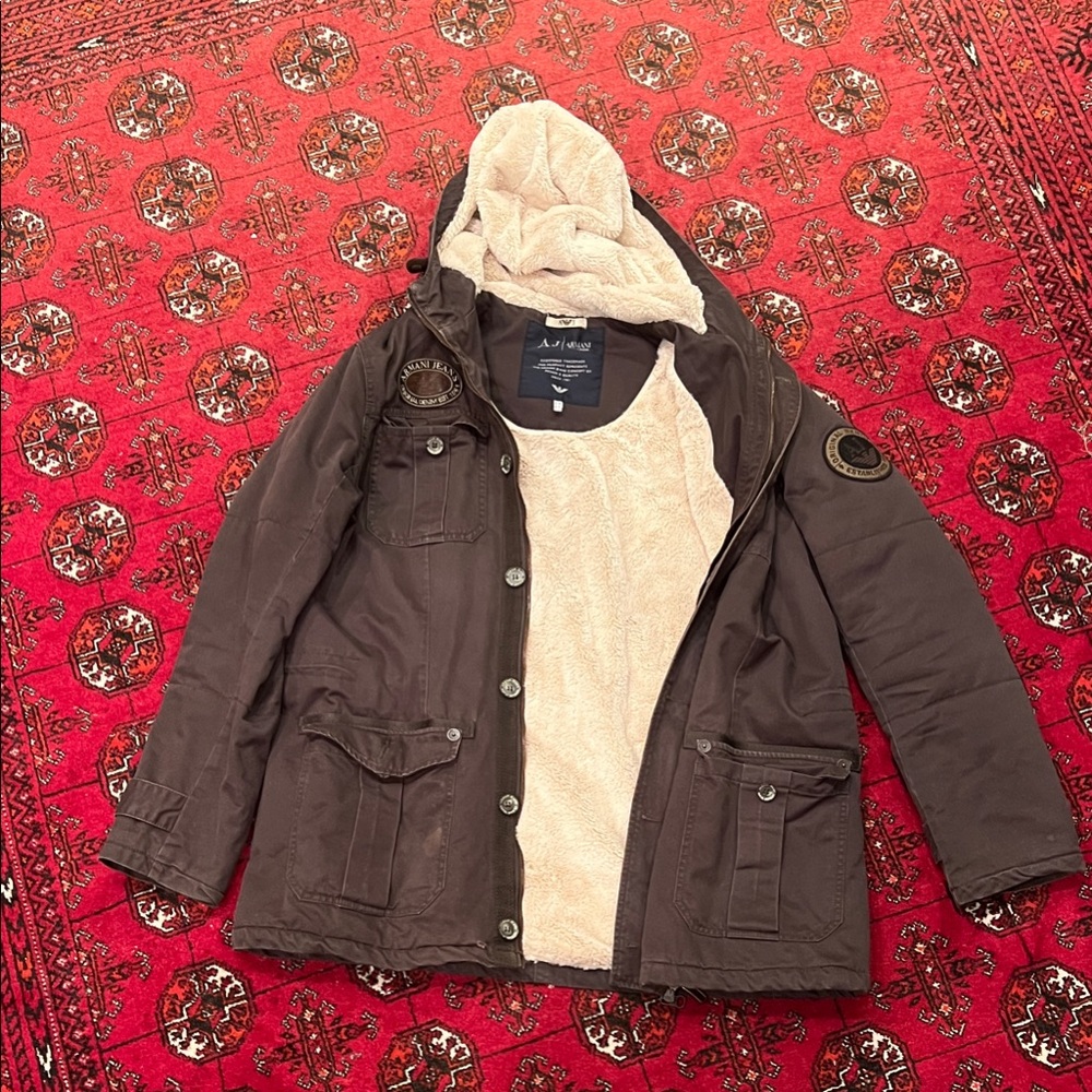 Armani Jeans Brown Jacket with Cream Lining